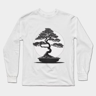 Zen Bonsai Tree Silhouette Art No. 561 Long Sleeve T-Shirt